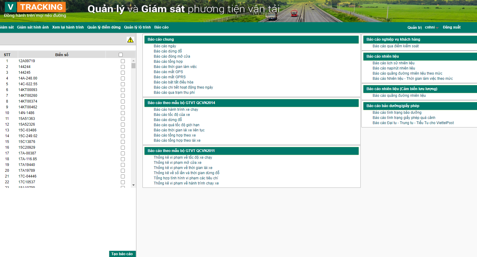Báo cáo định vị ô tô